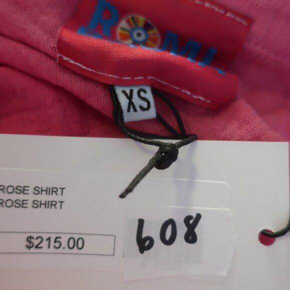 NWT Womens Romi Basha Rose Pink "Michelle" Leopard Paisley Button Down Shirt XS* - Picture 8 of 8